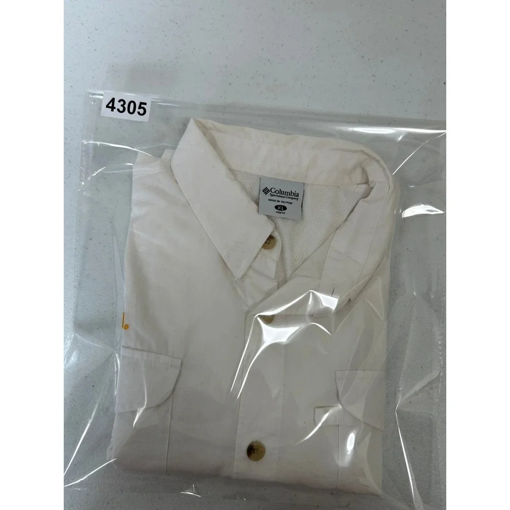 Columbia PFG LSU Tigers Fishing Shirt Mens Youth XL White Short Sleeve Button Up